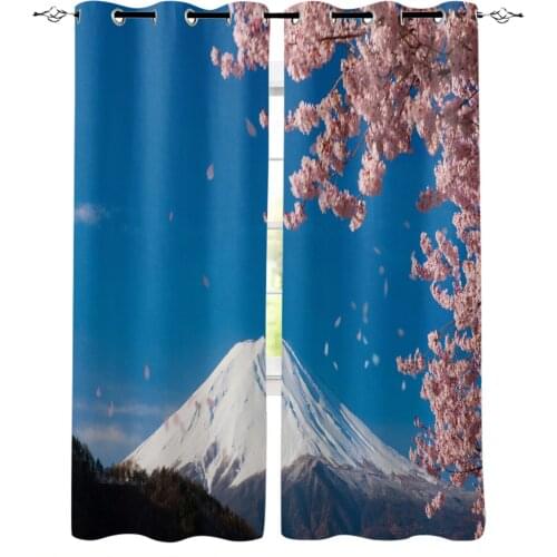 Mount Fuji Japanese Cherry Blossom Curtains For Living Room Bedroom Window Treatment Blinds Drapes Modern Kitchen Curtains
