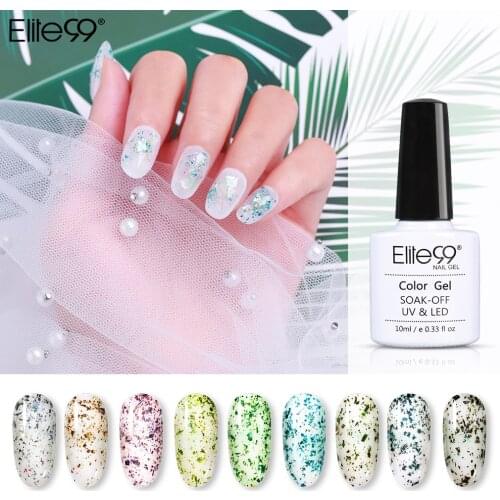 Elite99 10ml Babys Breath Gel Nail Polish Petal Flower Gillter Gel Varnish Black White Base Needed Permanent Enamel Gel Paint