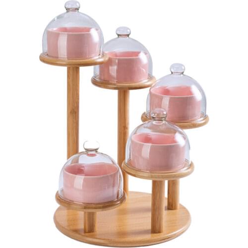 Ceramic fruit plate platter dessert table display stand glass cover dried fruit plate snack plate cake baking dessert bowl