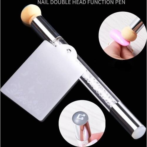 Nail Art Powder Brush Replaceable Sponge Ombre Design Gradient Pen UV Gel Polish Bloom Rhinestone Handle Stamping Tool Scraper