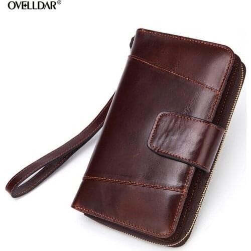 Leather Wallet Womens Zipper Bag Long Multi-function Mobile Phone Bag Leather Clutch Wallet Coin Pocket Money Bag