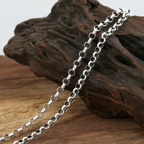 Fashion S925 Sterling Silver Retro Thai Silver Vintage Style Chiang Mai Handmade Buckle Necklace Men And Women