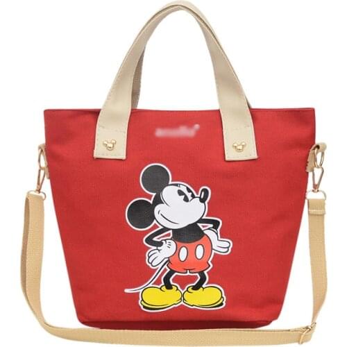 Hot Disney Mickey Mouse Lady Canvas Crossbody Shoulder Bag Cartoon Fashion Mickey Minnie Handbag Large Capacity Bags Toy Gift