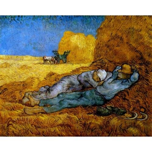 Wall art Canvas Landscapes Paintings of Vincent Van Gogh Rest Work after Millet oil reproductions for sale High quality Handmade