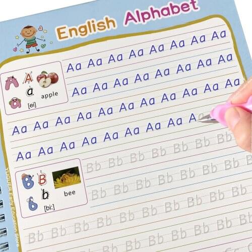 2021 New Reusable Writing Paste Calligraphy Groove Copybook For Kids Word Magic Book English Calligraphic Letter Practice Toy