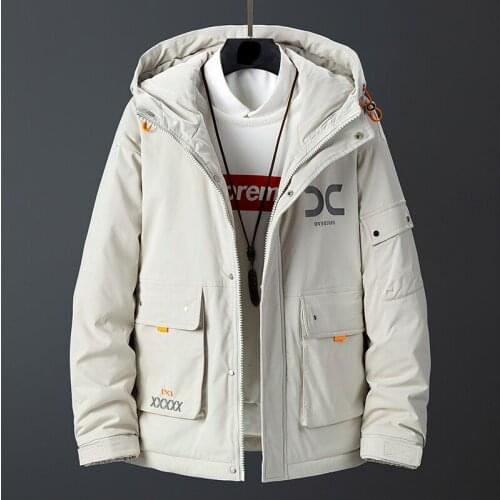 2021 New White Duck Down Jacket Men Streetwear Cargo Jacket Mens Thick Warm Coat High Quality Winter Windbreaker Jackets Coats