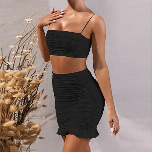 2021 New Ruched Short Summer Dress VD1747 Two Piece Set Ruffles Mini Sexy Bodycon Party Dress