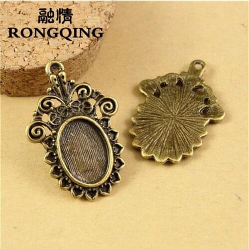 RONGQING 14*10MM 40pcs/lot oval Retro Tray necklace DIY Accessories Wholesale Craft