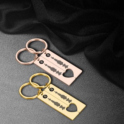 Couple Music Gift Keychain Personalized Spotify Code Keychain Custom Music Spotify Scan Code Key Chain Engrave Key Chain Ring