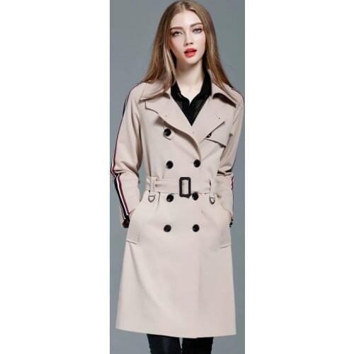 Hot Autumn New High Fashion Brand Woman Classic Double Breasted Trench Coat Waterproof Raincoat Business Women Outerwear 1085