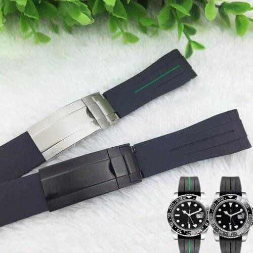 20mm Watchbands For Rolex DAYTONA SUBMARINER Yacht-Master Watch Accessories Men Silicone Watch Band Bracelet Rubber Watch Strap
