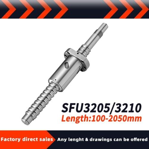 Ballscrew SFU3205-any length SFU3210-any length100mm to 2050mm Ball Screw with ball nut End Machined CNC parts