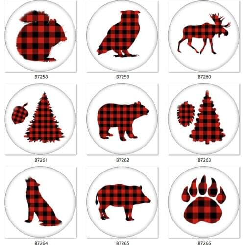 Mixed 10pcs Merry Christmas plaid tree animal bear deer Round photo glass cabochon jewelry flat back Making findings B7246