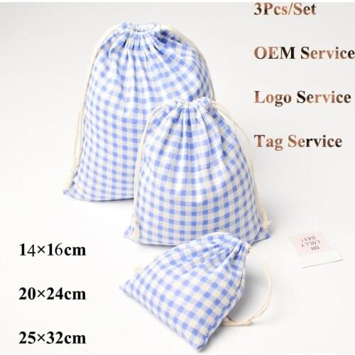 Pouch for Dry Flower 3Pcs/Set Drawstring Floral Bag Natural Cotton Cosmetic Organizer Pouch Perfume Fragrance Bag Aroma Bag
