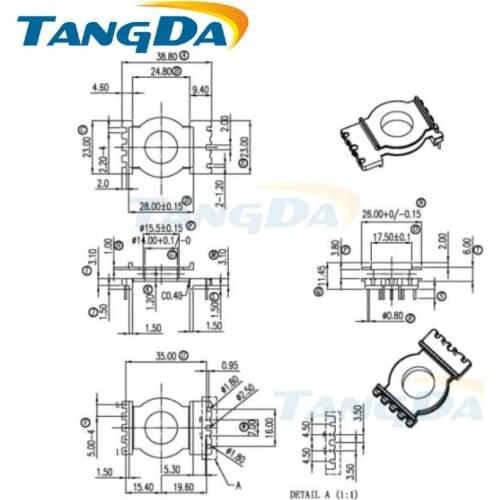 Tangda POT POT3311 Type 5+5 pin 10P Bobbin magnetic core + skeleton ferrites Power Transformer housing PC40 Vertical type