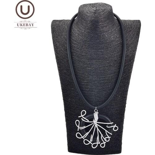 UKEBAY New Peacock Pendant Necklaces For Women Rubber Necklace Elasticity Rope Big Necklace Jewelry Party Accessories Gift Woman