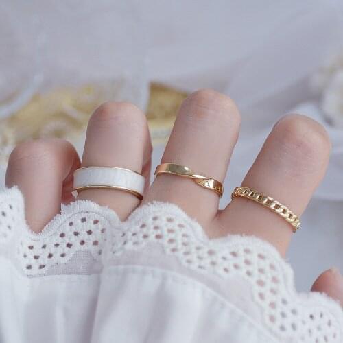 South Korea Dongdaemun Ring Three-piece Combination Personality Design Sense Ins Cold Wind Open Ring Ladies Jewelry