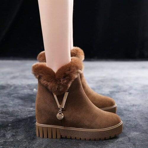 Winter Non-slip Snow Boots Womens Plus Velvet Warm Ankle Boots Fashion Casual Platform Sneakers Black Brown Ladies Cotton Shoes