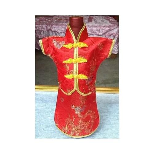 10pcs Retro Chinese Style Silk Brocade Red Wine Pouches Bag 750ml Christmas Bottle Cover Home Wedding Party Table Decoration