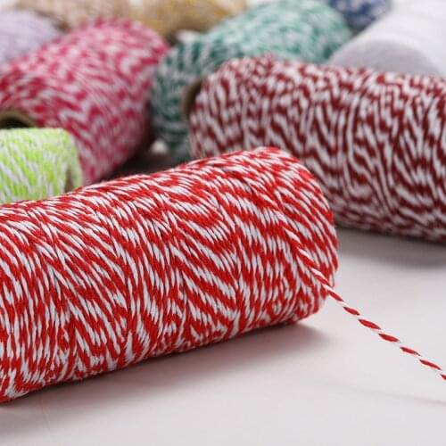 100m/roll 2ply Bakers Twine String Cotton Cords Rope for Home Decor Handmade Christmas Gift Packing Craft DIY Wrapping Gift