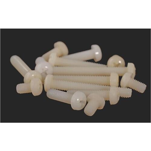 50Pcs M6 x 8mm L 8 White Nylon Phillips Pan Head Cross Recessed Pan Head Machine Screw Series Free Shipping Plastic