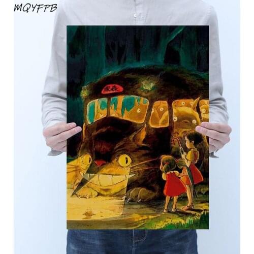 Anime Totoro Kraft Paper Poster Home Decoration Wall Sticker Gift 50.5x35cm