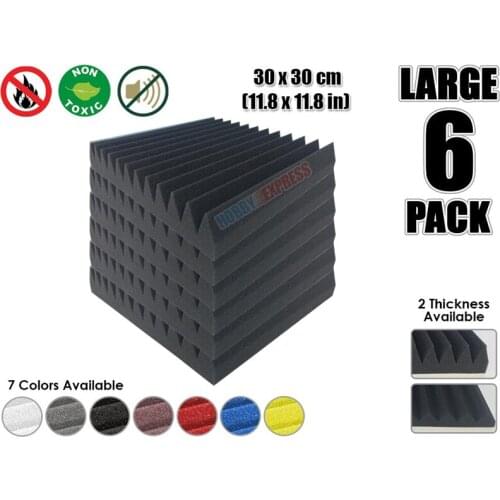 Arrowzoom 6 pcs Set Multi Wedge 12T Acoustic Studio Foam Tile Sound Absorption Panel 30 x 30 cm (11.8 x 11.8 inches) KK1167