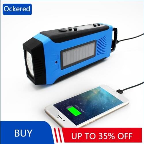OCKERED Emergency Solar Hand Crank NOAA Weather Alert Radio AM/FM/WB Dual-band Mini Radio with SOS Alarm and Phone Charger