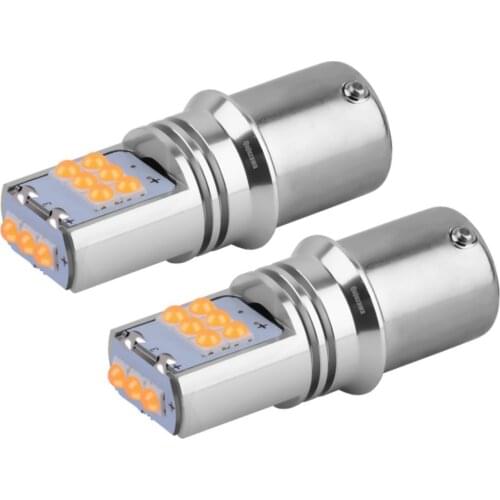 2PCS NEW 1156PY 7507 PY21W BAU15S Super Bright 1800LM LED Car Rear Direction Indicator Lamp Auto Front Turn Signal Light Amber