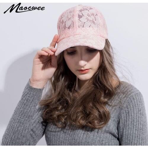 1pc New Fashion Girl Lace Baseball Cap Active Breathable Mesh Sun Hat with Flower Student Style Summer Hats Snap Bones Wholesale