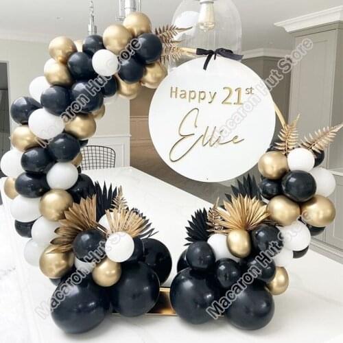Black Wedding Party Background Baby Shower DIY Arch Welcome Decoration Kids Birthday Golden Event Welcome Balloon Garland Kits