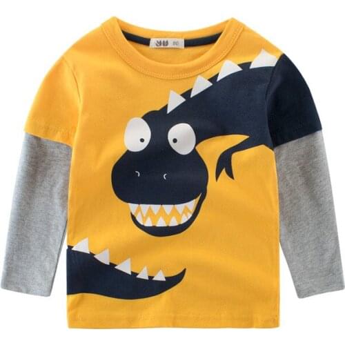 Kids Boys T Shirt Car And Dinosaur Print Long Sleeve Baby Girls T-Shirts Cotton Childrens T-Shirt O-Neck Tee Tops Boy Clothes