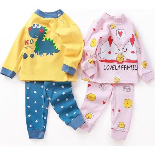 Children Sleepwear Baby Nightwear Pyjamas Kids Homewear Nightwear Full Sleeve Cotton Baby Girls Cartoon Pajamas Sets