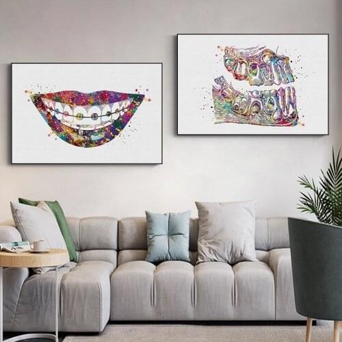 Home Decoration Canvas Painting Dental Teeth Anatomy Tooth Row Medical Teeth Roots Modular Poster Nordic Wall Artwork HD Printed