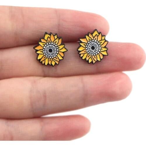 DZ1144 Van Gogh You Are My Sunshine Sunflower Earrings for women Trend 2020 Jewelry Gifts Friends Gifts
