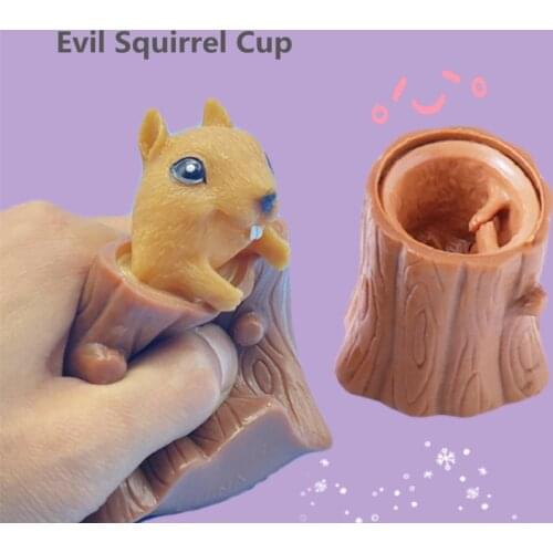 EBay Evil Squirrel Cup Office Decompression Squirrel Stump Decompression Cute Pet Pinch Toys