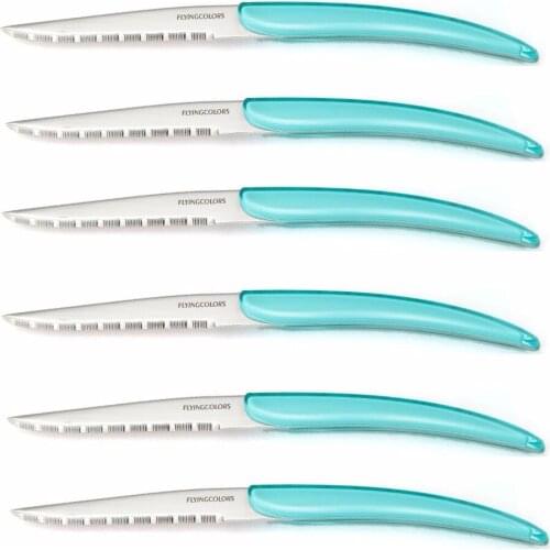 Hot 6pcs Stainless Steel Steak Knife Set Rainbow Handle Steak Knives set Cutlery Flatware set Kitchen Tool