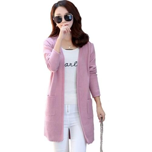 PEONFLY Autumn Knitting Cardigan Women Spring Sweater Sections And Long V-Neck Full Sleeve Wool Slim Tight Bottoming