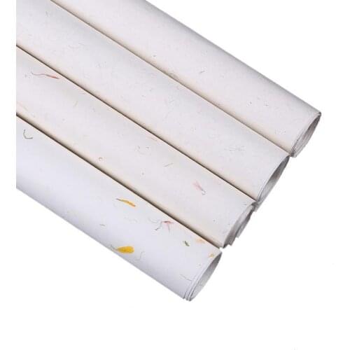 Chinese Long Fiber Rice Paper 10pcs Plants Flower Fiber Xuan Paper Half Ripe Calligraphy Landscape Painting Creation Rice Paper