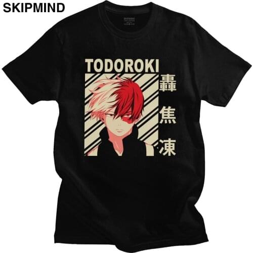 Classic Boku No Hero Academia T Shirt Men Short Sleeved Summer Shoto Todoroki Tshirt Crew Neck Slim Fit Soft Cotton Tee Clothes