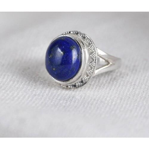 FNJ 925 Silver Ring for Women Jewelry 100% Original Pure S925 Sterling Silver Rings Natural Lapis Lazuli