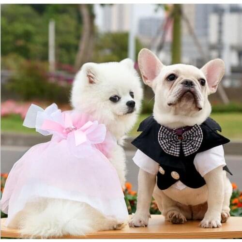 Dog Suit Groom Dress Clothes Pet Teddy Bichon Pugs Small Medium-sized Dog Cat Wedding Wedding Dress