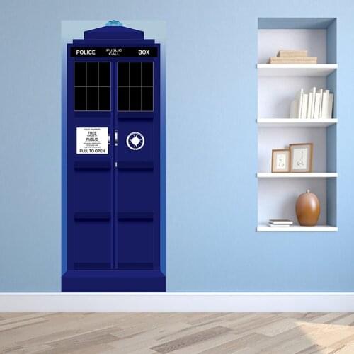 Creative DIY 3D Door Stickers Police Box Pattern for Bedroom Decoration Home Decor Accessories Mural Art Large Wall Sticker