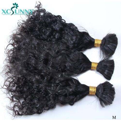 Curly Bulk Hair Human Braiding Hair Extensions No Weft Remy Brazilian Bulk Human Hair For Braids 2/3/4Pcs A Lot Bundle xcsunny