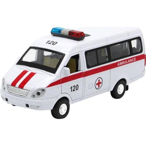 High Simulation 1/32 Diecast Model Toy Car Ambulance Metal Alloy Pull Back Cars Toys Vehicles For Kids Gifts For Children
