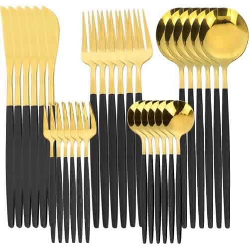 30pcs Cutlary Set Knife Spoon Fork Tableware Stainless Steel Dinnerware Kitchen Dinnerware Flatware Party Silverware Mirror Set
