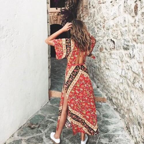 Super Chic coachella dress women Lolita Cutout Maxidress campfire summer dress V-neck bells tied sexy long boho BEACH dress
