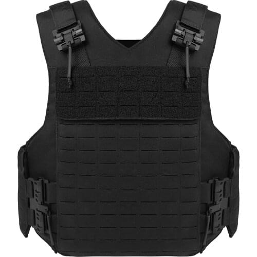 UTA Buffalo Laser Cutting Molle Plate Carrier Police Gear Wearproof Tactical Large Area Protection Vest for Police -Black