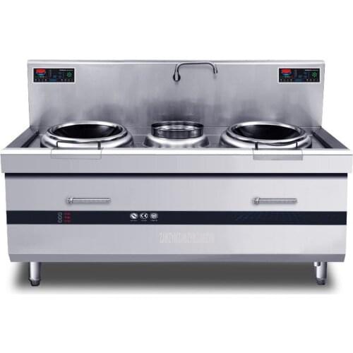 8KW*2 Commercial Induction Cooker Cabinet High Power Double Head Induction Cooker Stove For Canteen Restaurant 380V ZS-HD400-8