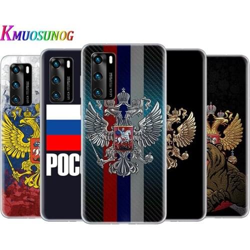 Transparent Cover Russia Flag For Huawei P40 Lite E P30 P20 P10 P9 P8 Pro Plus Lite mini 2019 Phone Case